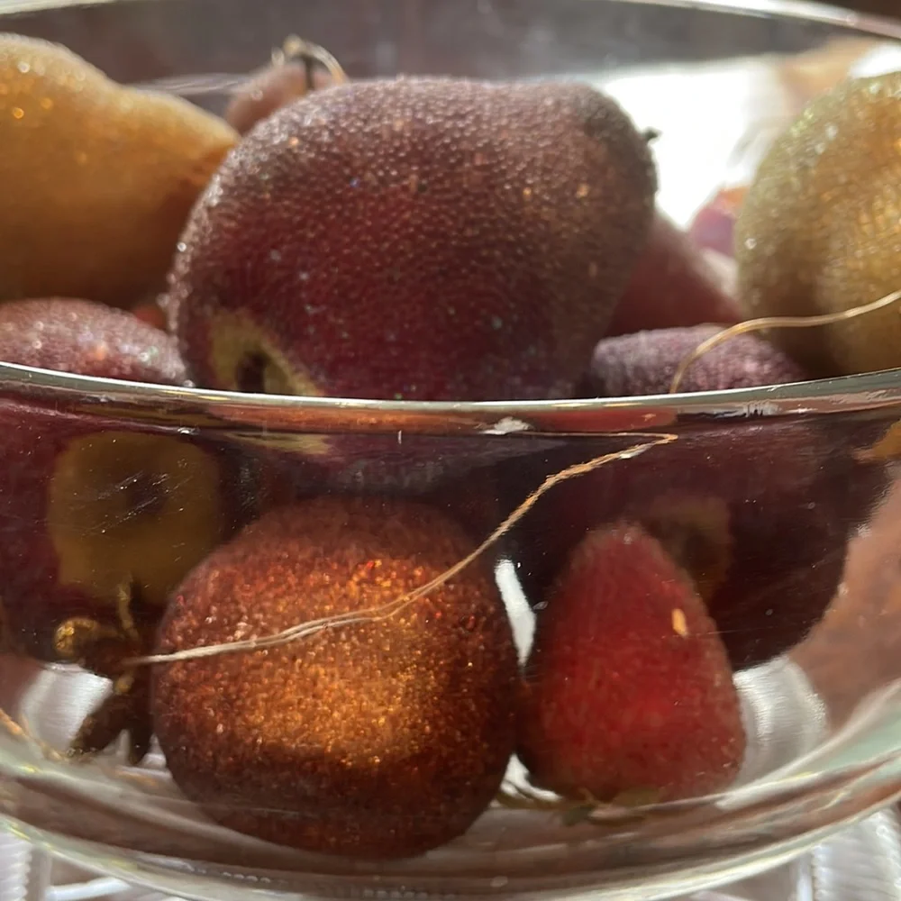 18 life size glitter covered fruit